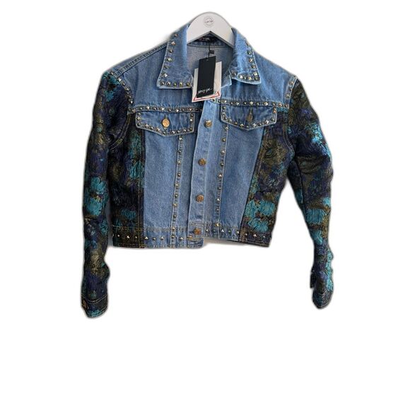 Nasty Gal Jackets & Blazers - Nasty Gal jacquard studded denim jacket small NWT